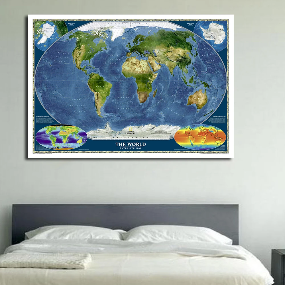 

JQHYART Modern Classic World Map Art Paintings manufacturers for Home Decor idea Oil Painting Black Art Print On Canvas