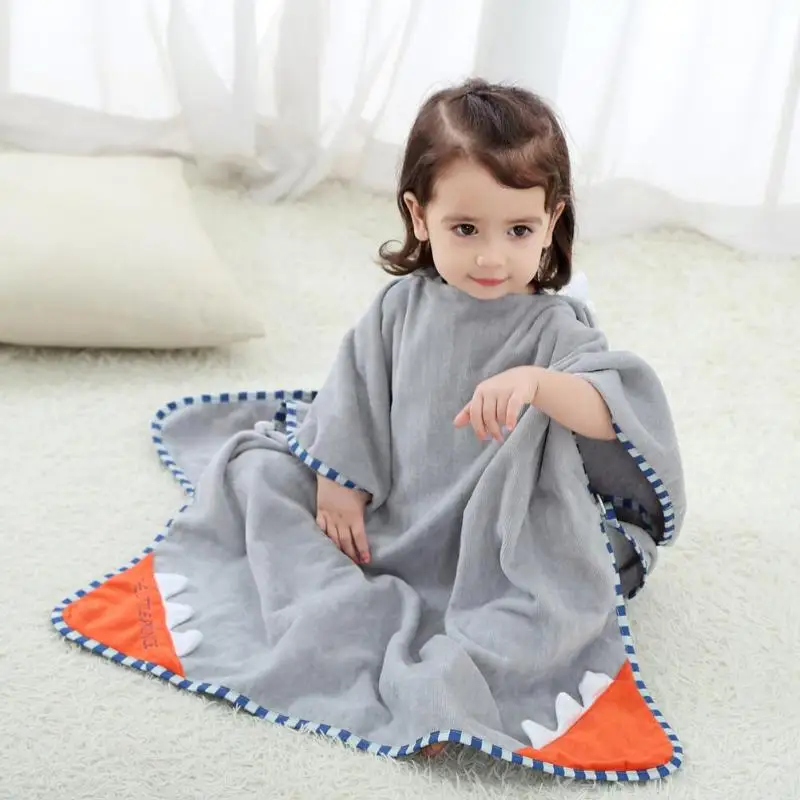 Детский мягкий хлопковый банный халат с капюшоном и рисунком для младенцев