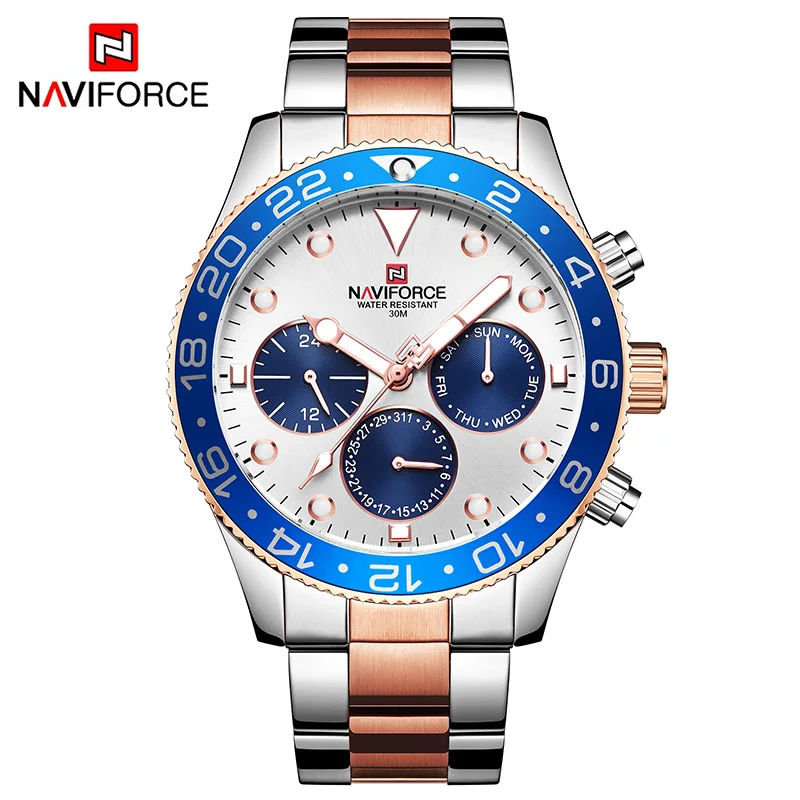 NAVIFORCE часы мужские люксовый бренд водонепроницаемые золотые модные мужские часы из нержавеющей стали кварцевые мужские часы Relogio Masculino