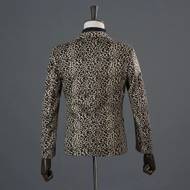 Pyjtrl Для мужчин прилив печати леопарда DJ этап певица ночной клуб Свадебный костюм