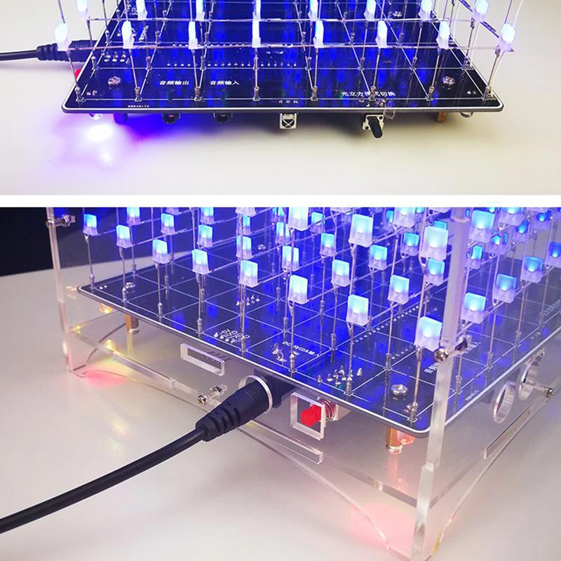 Красочный светильник, кубики DIY Kit 8X8X8 wifi, приложение для мобильного телефона, изменение слова 888 светодиодный мигающий умный электронный производственный набор, подарок 3D