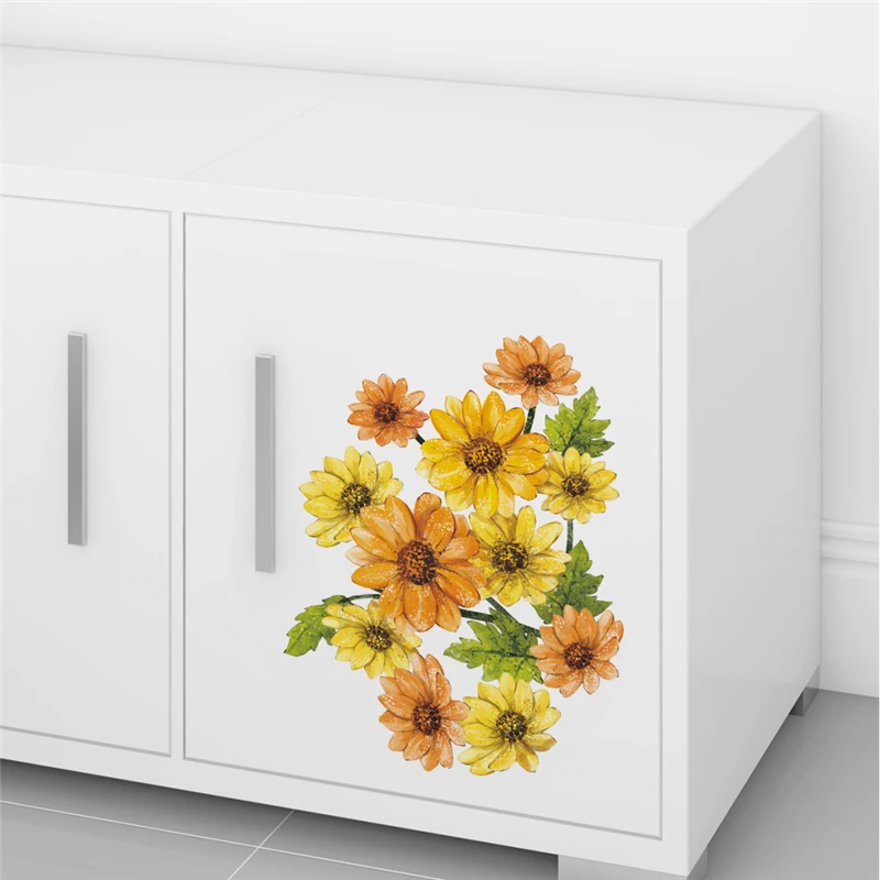 Креативные настенные наклейки с хризантемами для туалета ванной комнаты шкафа