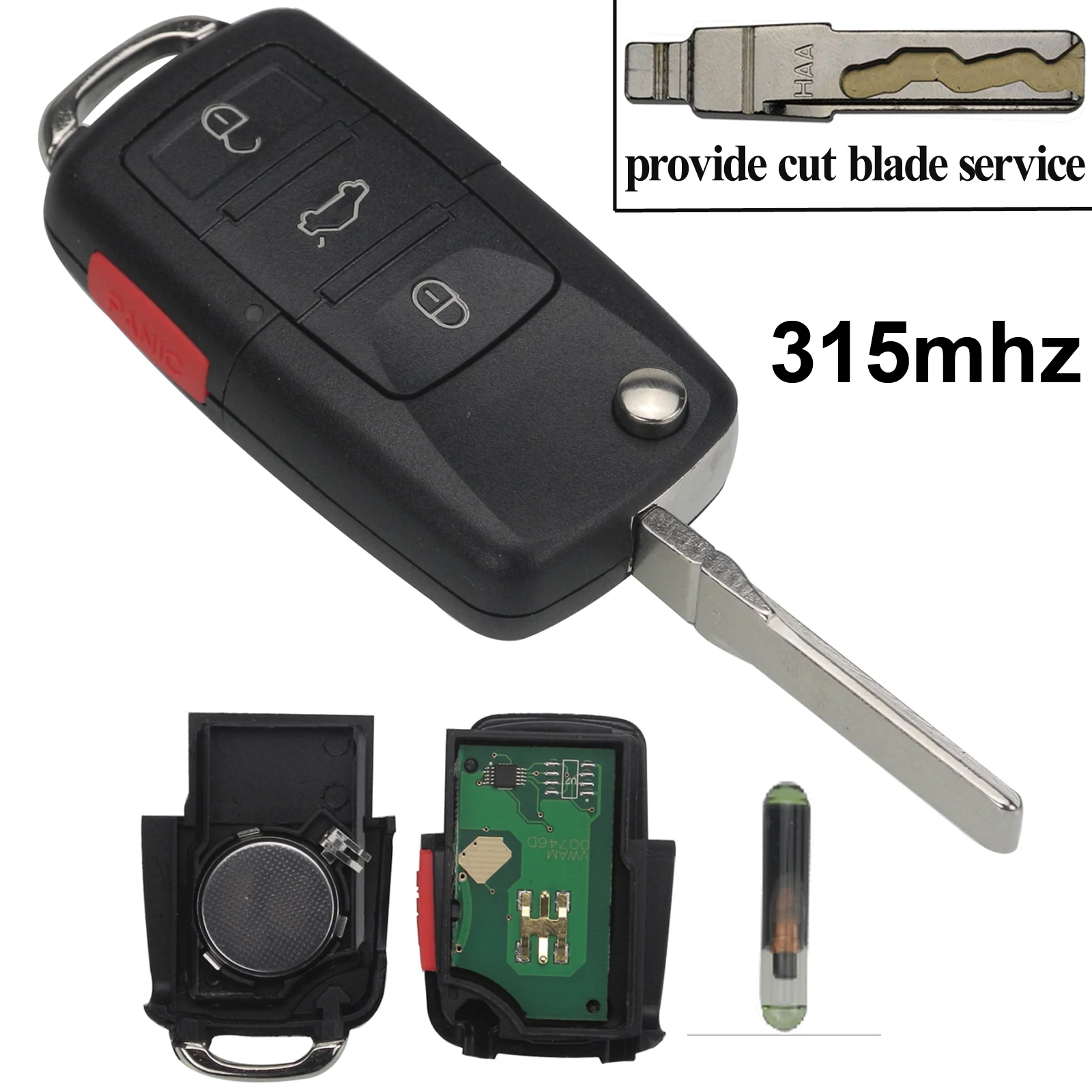 Jingyuqin Флип дистанционный Автомобильный ключ для VOLKSWAGEN VW Touareg Switchblade HL01J0959753AM 753DC 315 МГц ID48 брелок 4 кнопки