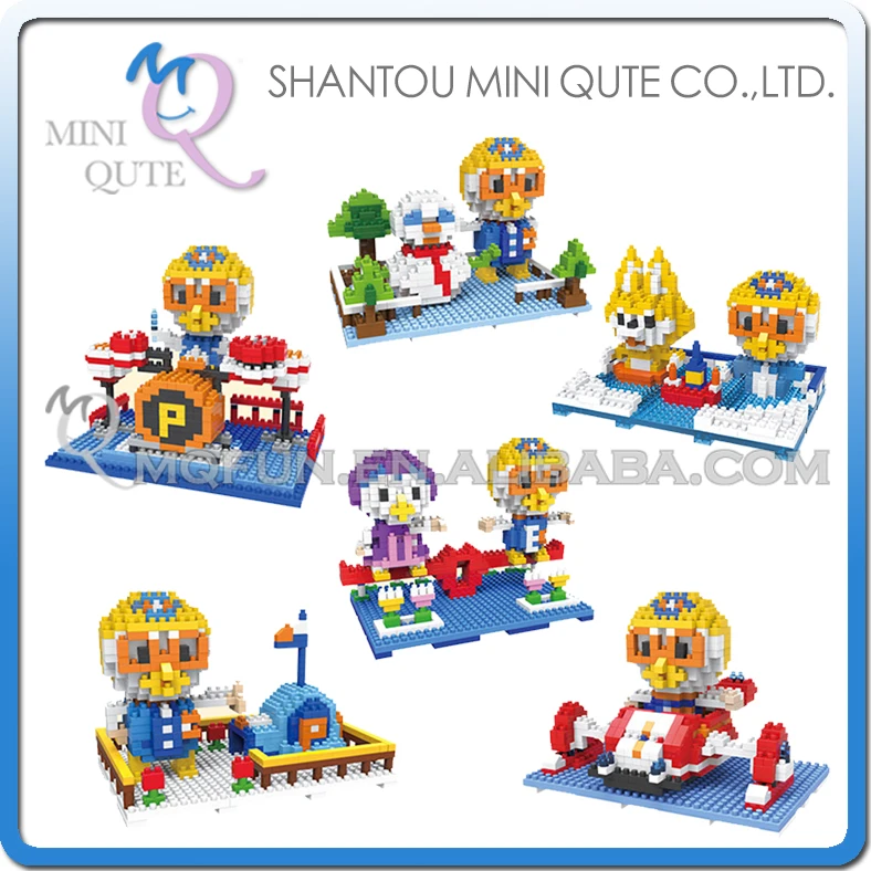 Полный комплект мини Qute SC каваи 6 шт. мультфильм pororo пингвин пластиковые блоки