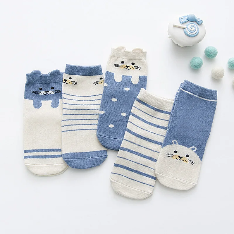 5Pcs Skarpetki for Kids Cotton Solid Infant Girls Socks Newborn Baby Boys Soft Calcetines Kniekousen Meisje Toddler Cute Corap | Детская