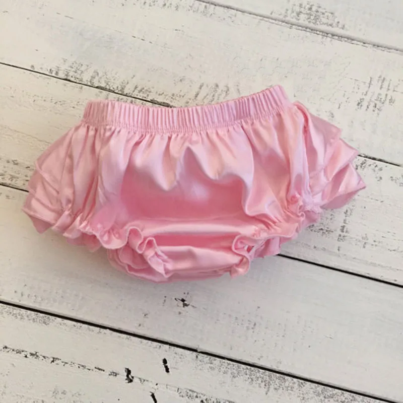 Детская атласная подгузник с оборками розовая|satin ruffle bloomers|ruffle bloomersbaby bloomers |