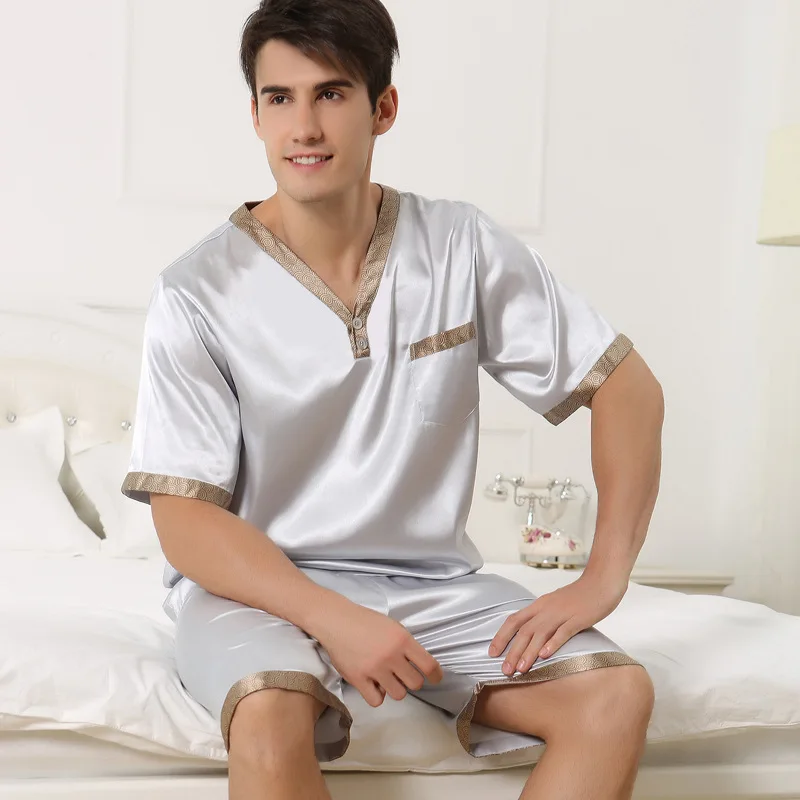Пикантная Мужская пижама из искусственного шелка модная одежда для сна вискозы с