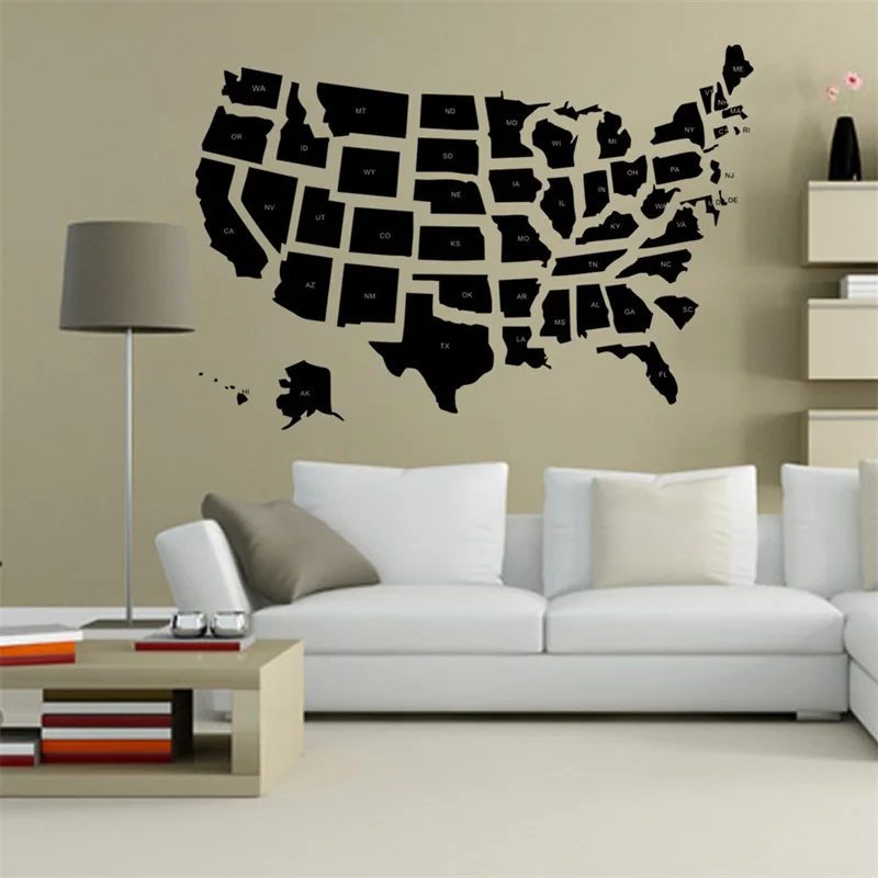 GB408 USA American Map Pattern wall art bedroom decorative stickers diy home decals mural poster vinyl paper | Дом и сад