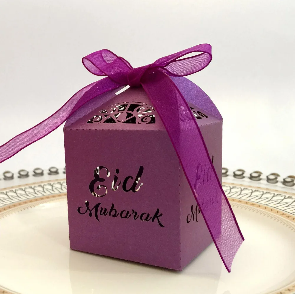 50 шт./компл. Happy Eid Islamic Mubarak Подарочная коробка для конфет мусульманская детей с
