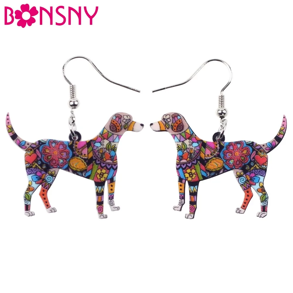 Женские Висячие серьги Bonsny большие длинные висячие с акриловым узором модные