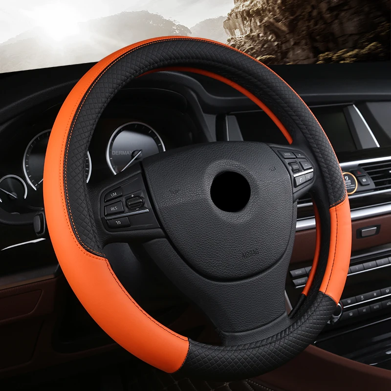 pu leather universal car steering wheel cover 38cm car styling sport auto steering wheel covers anti slip automotive accessories free global shipping