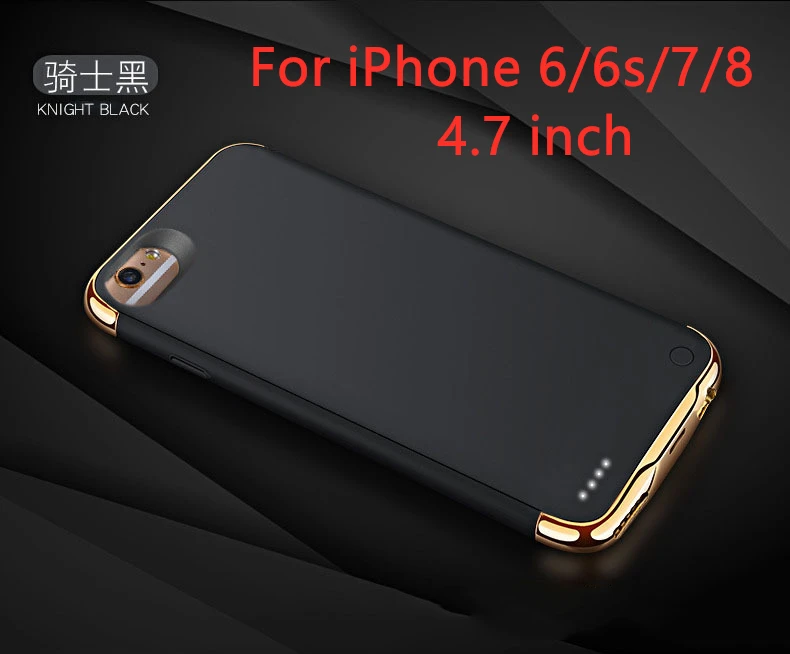 3500 mAh/4000 mAh зарядное устройство чехол для iPhone 6 6s 7 8 power Bank ультра тонкий внешний резервный аккумулятор для iPhone 6 6s 7 8 Plus - Цвет: For 6 6s 7 8-Black