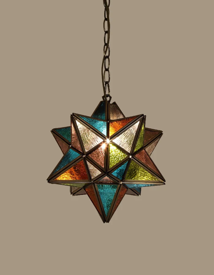 Медный Подвесной светильник со звездой кофейный Светильник Цвет Бохо лампа для
