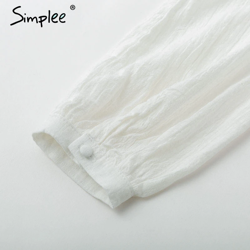 Simplee хлопок v со стоячим воротником оборками баски Топы элегантная повседневная