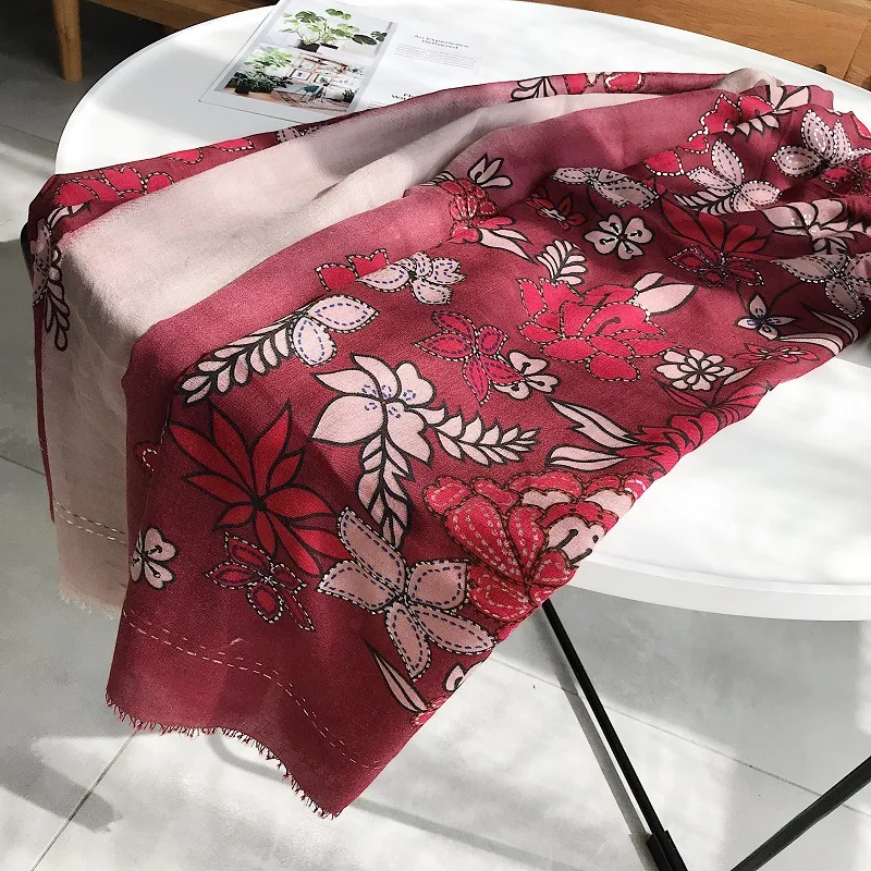 Новинка 2018 зимние шарфы для женщин шали и обертывания винтажные Цветочные