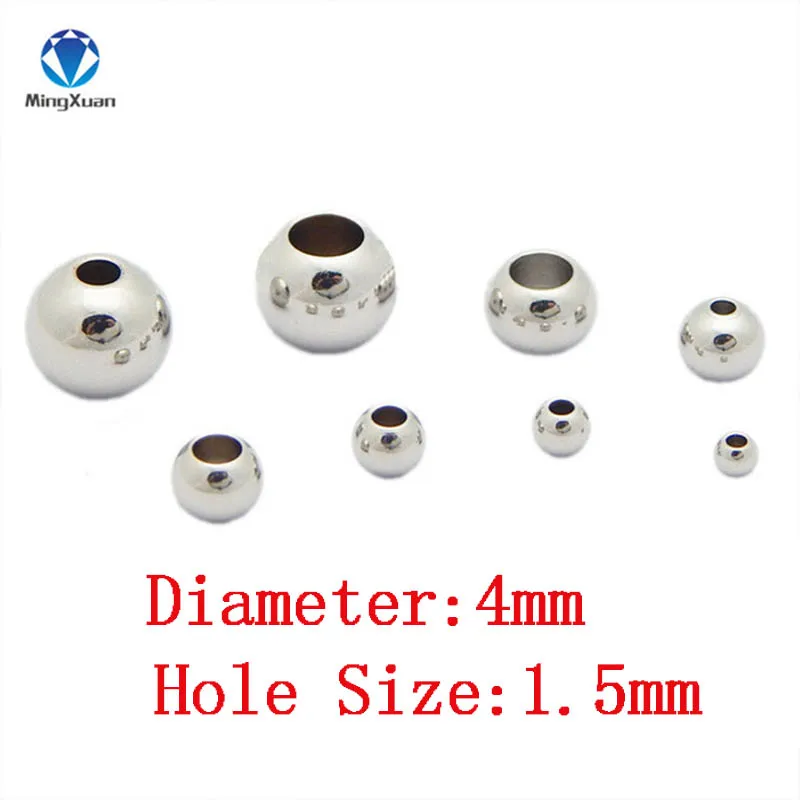4x1.5mm 100 шт./лот 3/4/5/6/8/10 мм Серебряный Нержавеющая сталь разделительные бусины с большими отверстиями, кулоны А-1,2-5 мм подходит для браслеты с подвесками Браслеты ювелирных изделий - Цвет: 4x1.5mm