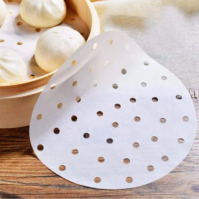 300 шт перфорированная круглая Бамбуковая Пароварка бумажные вкладыши диаметр 9