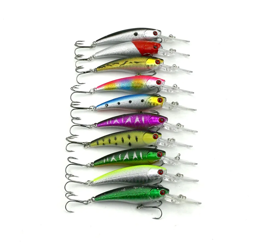

10 шт. Minnow приманки для рыбалки Плавание жесткая наживка (9 см) 8g искусственный Пластик воблер приманка, рыболовные снасти MI088