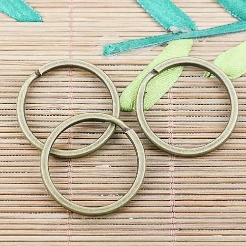 

10pcs antiqued bronze round keyring with chain charm g1720