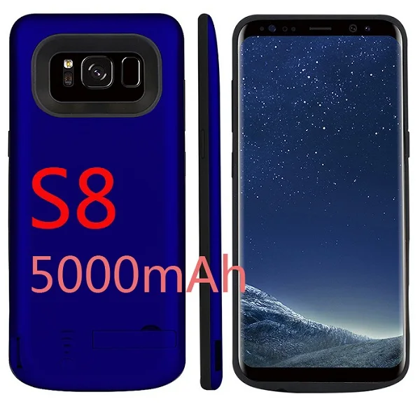 S8 Blue 5000 мАч/6500 мАч зарядное устройство чехол для Samsung Galaxy S8 Зарядка телефона крышка питания для Samsung S8 Plus резервного копирования батарея Чехол - Цвет: S8 Blue
