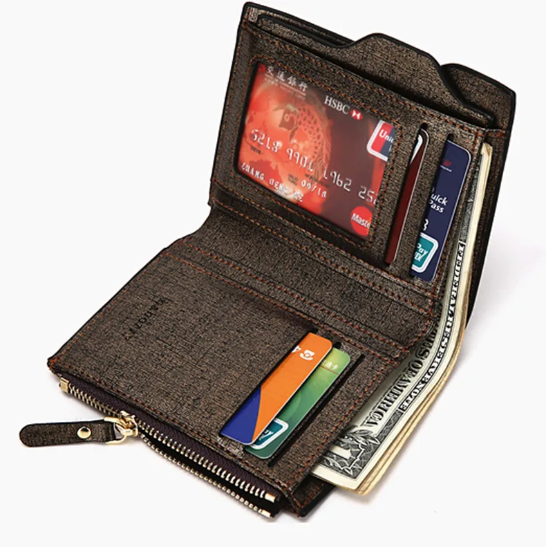 Горячая Мода Высокое качество Мужчины Кошельки Двойные Кошелек ID Card Holder Портмоне