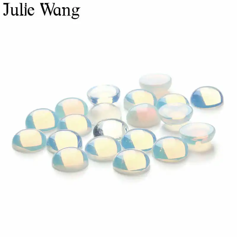 Julie Wang 10 шт. 4 18 мм белый опал кабошон мужские сделанные на плоской подошве камея
