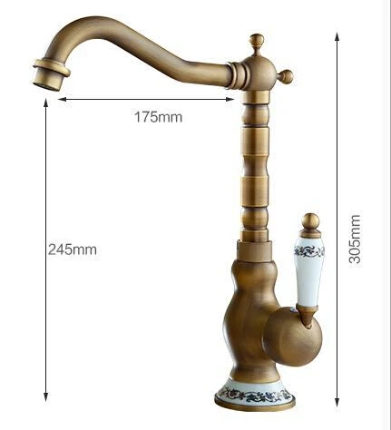 Basin Faucet Antique Brass Finished Mixer Tap Deck Mounted Vanity Vessel Sinks AF1088 | Обустройство дома