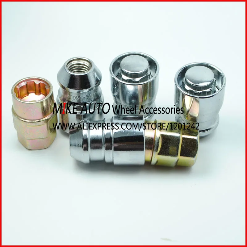 4 гайки + 2 ключа M12x1.25 дуплексные длинные замки на колеса с защитой от кражи гайка