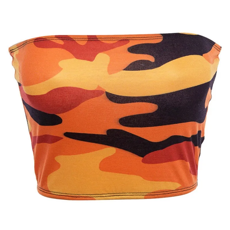 Цвет: желтый Fashion Strapless Top Camouflage Womens Tube Tops Sexy Bandeau Boob Ladies Summer Tops Sexy Backless Tube Tops - Цвет: Цвет: желтый