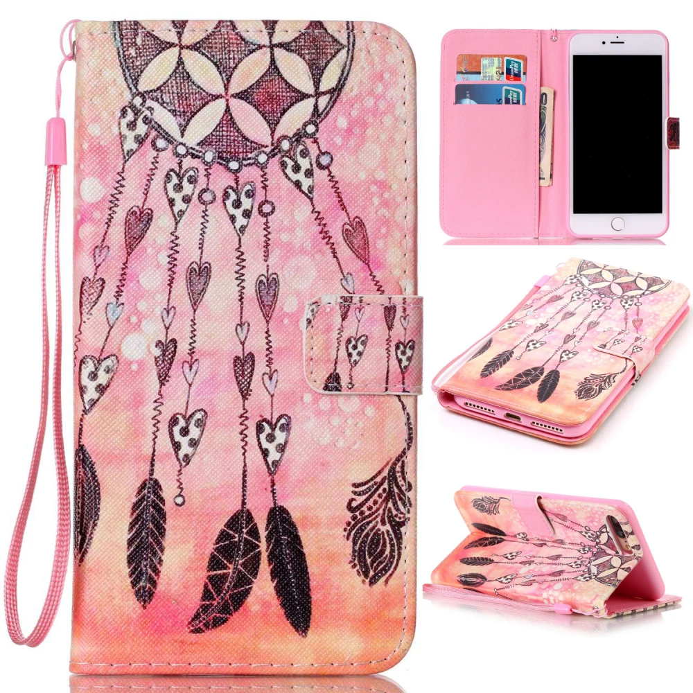 TANZ Stand Flip Magnetic Wallet Back Cover Leather flower Paiting Soft Case For iphone 5 6 6plus 6Splus 7 7plus mobile phone bag |