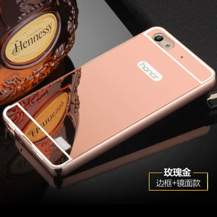 Роскошный чехол для huawei Honor 4C c8818D, Зеркальный Алюминиевый бампер, металлическая акриловая задняя крышка для huawei G Play Mini, чехол для телефона s - Цвет: Mirror Rose gold