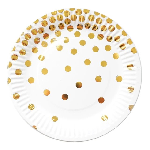 gold plate2 X 10pcs Золотой Серебряный бумажный стаканчик/тарелка/салфетка соломинки для свадьбы, дня рождения, вечеринки, декор для детского душа, вечерние принадлежности для детской посуды - Цвет: gold plate2 X 10pcs