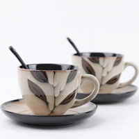 vintage coffee cups set ceramic mug cup and saucers spoon bone china tea cup design tazas de cafe espresso european coffee