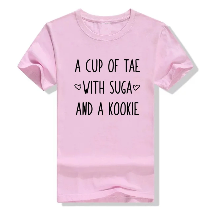 KPOP/футболка A CUP OF TAE WITH Suga AND Kookie модная футболка унисекс в Корейском стиле с
