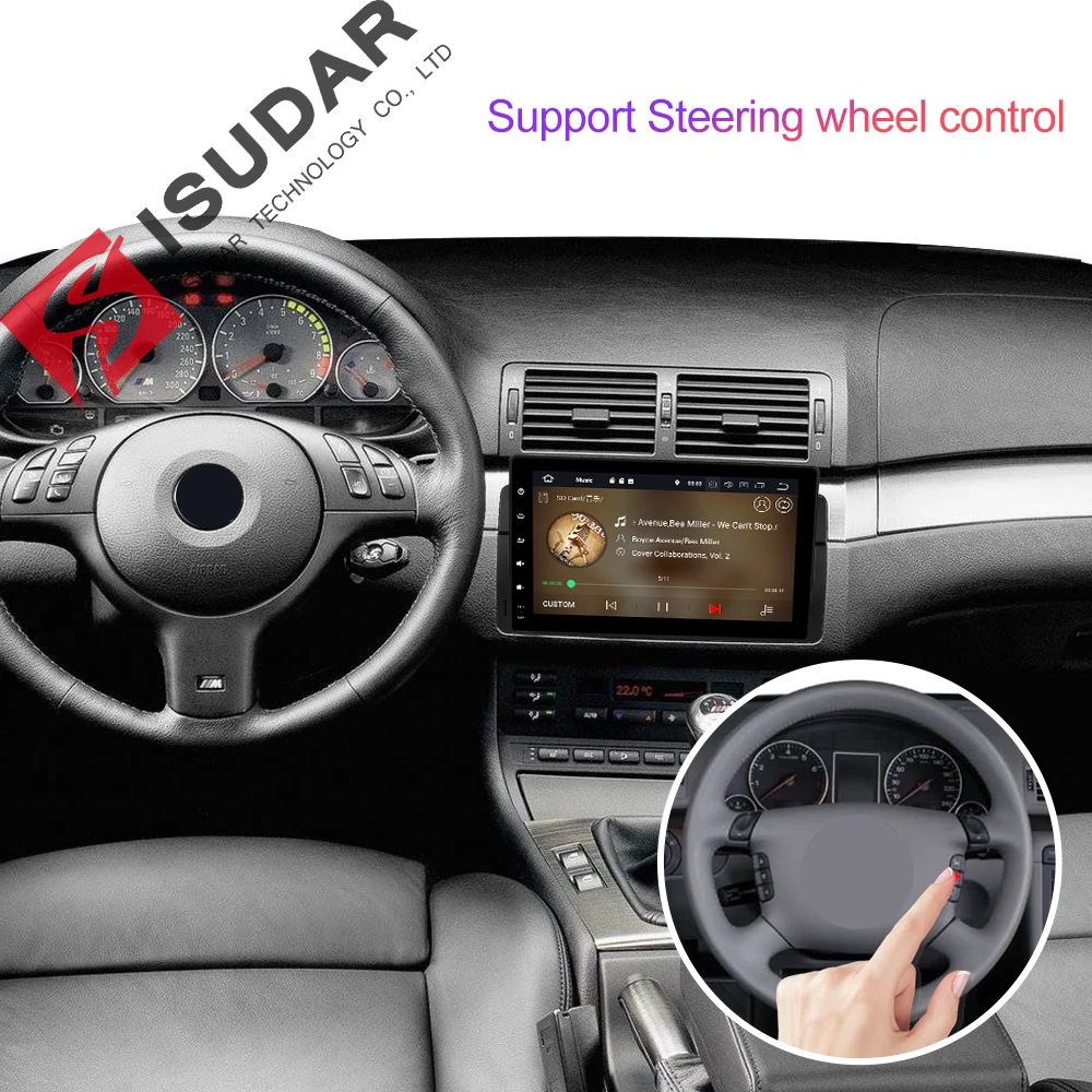 Isudar автомобильный мультимедийный плеер два Din Automotivo Android 9 для BMW/E46/M3/MG/ZT/Rover 75 gps