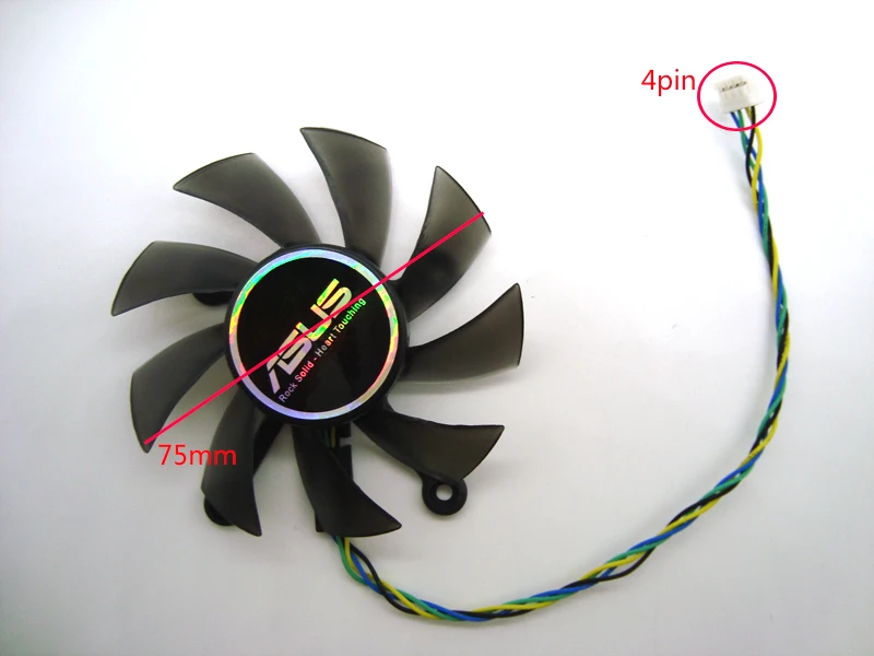 Бесплатная доставка вентилятор кулера Everflow R128015BU 75 мм для ASUS GTX 560 GTX550Ti HD7850 Вентиляторы Охлаждения