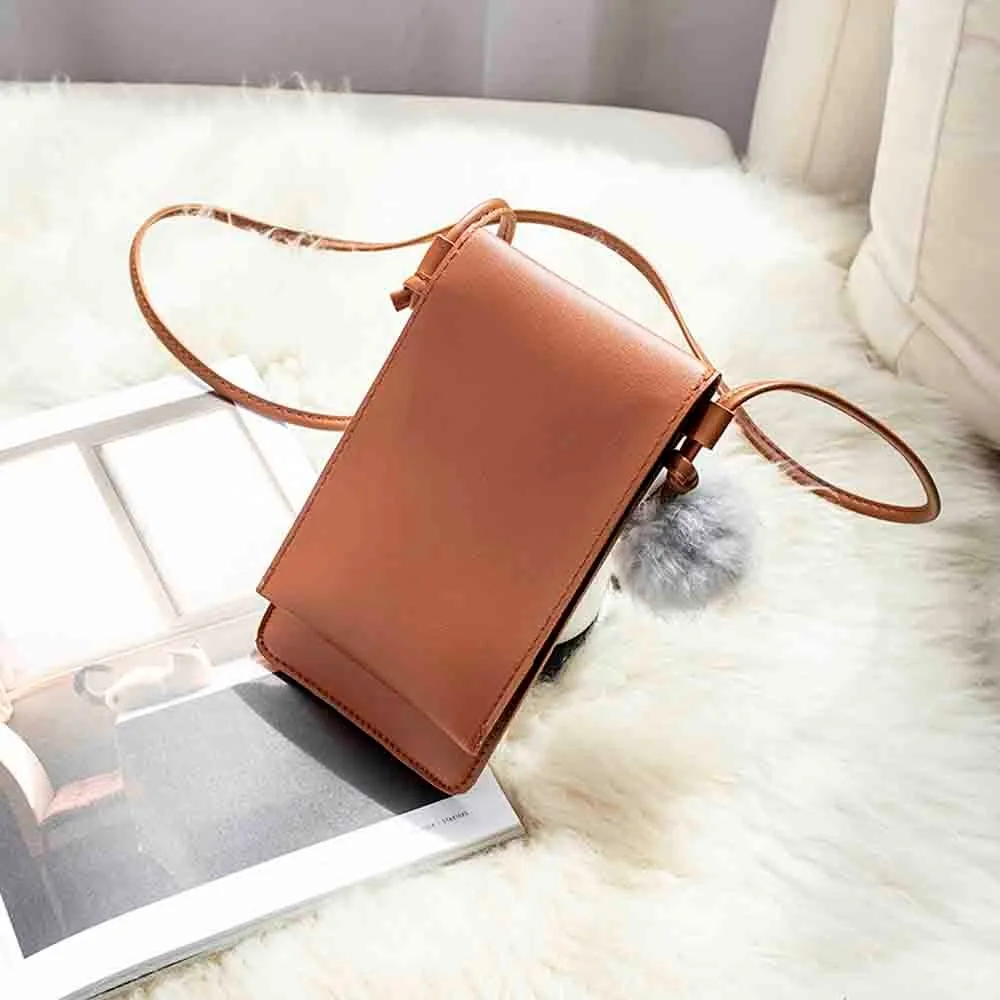 Женская сумочка Molave Вертикальный чехол для мобильного телефона с помпоном волос