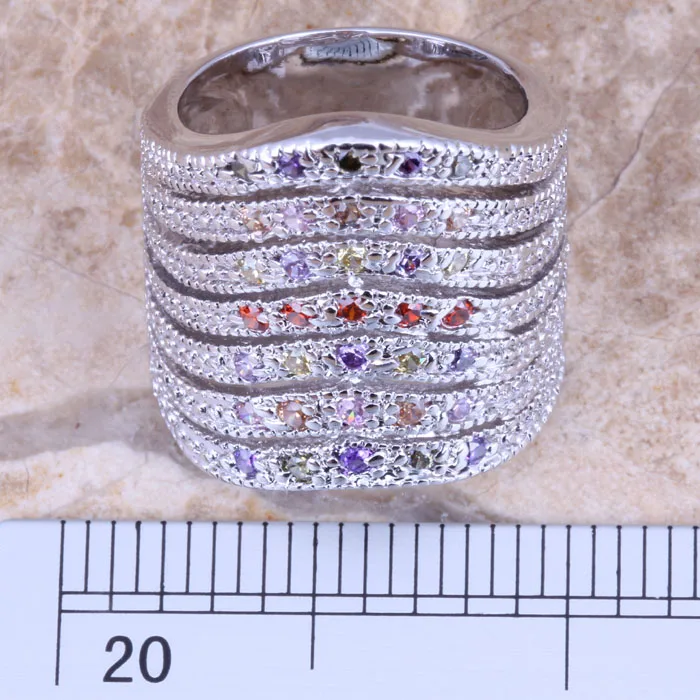 Великолепный Multigem красный гранатовый серебряное покрытие женское кольцо Размер