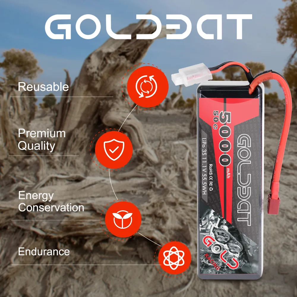 2 единицы GOLDBAT 5000mAh LiPo батарея для rc автомобиля 3S RC 11 1 V lipo 50C с штепсельной вилкой XT60