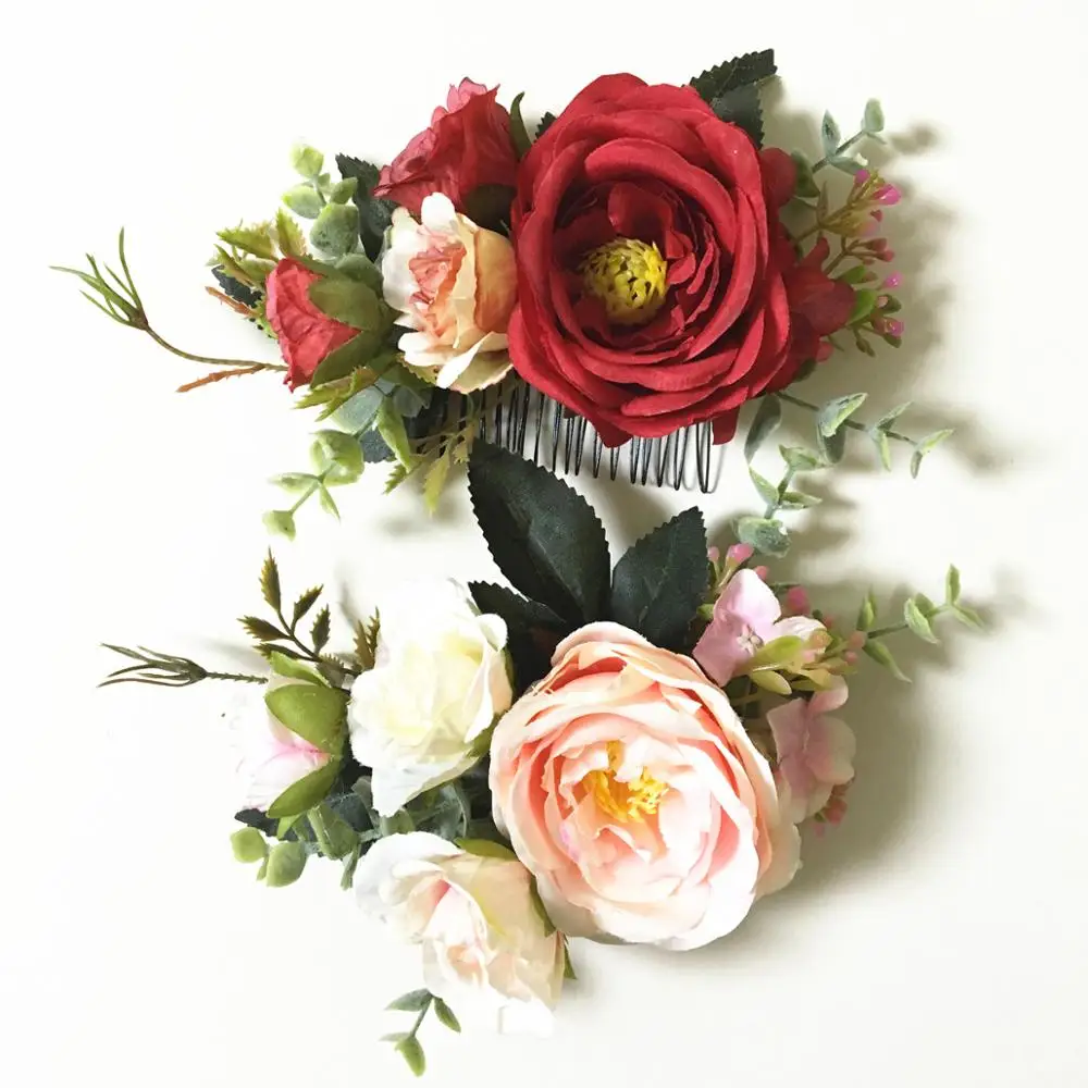 Rose Flower Wedding Hair Clip Barrettes Bridal Headpiece Women accessories Floral Combs Brides Tiaras Crown |