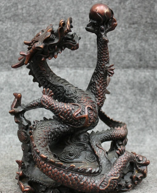 JP S62 Китайский Чистая Бронзовый Буддизм Фэншуй Богатство Зодиак Миф Fly Dragon Ball