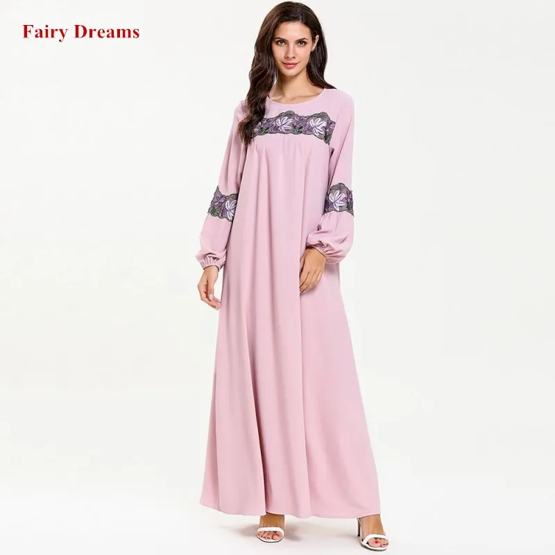 Розовое мусульманское платье для женщин абайя кимоно Турция Дубай кафтан
