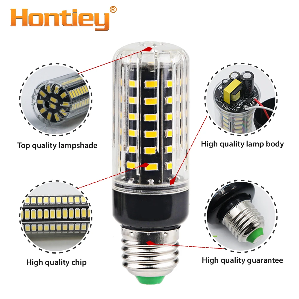 Hontiey E27 светодиодная лампа E14 SMD5736 Светодиодная AC 110 В 220 кукурузная 3 5 Вт 7 9 12 15 20 для