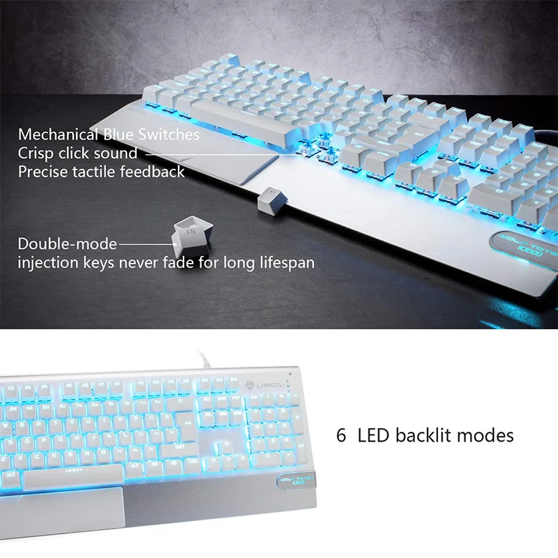 Игровая клавиатура X1000 с металлической панелью и USB-зарядкой механические