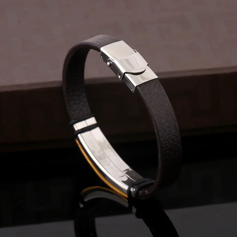 Lexile браслет религиозных черный кожаный Украшения для мужчин золото Цвет крест