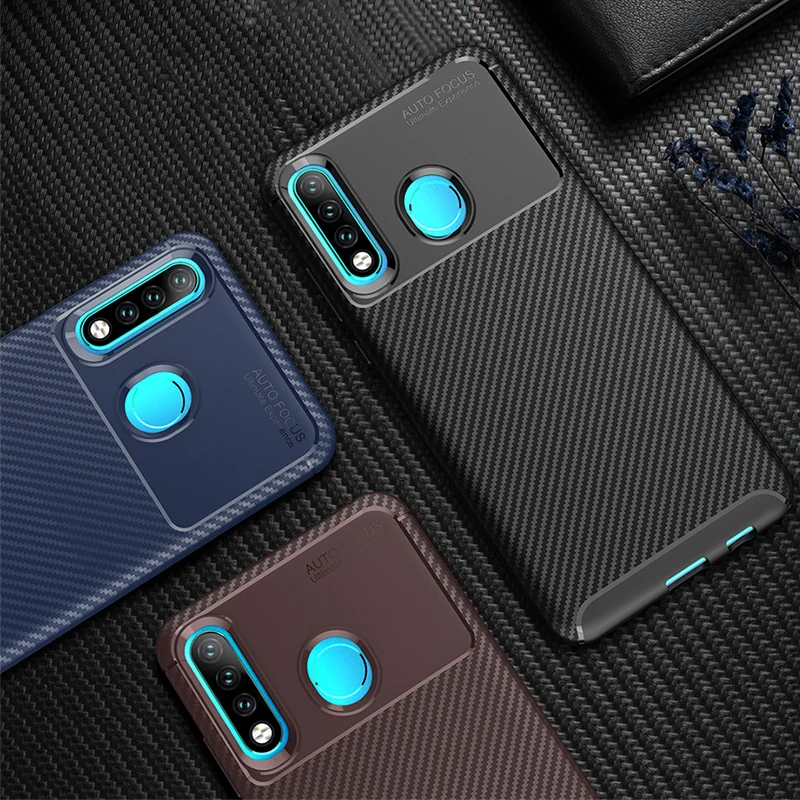 Противоударный чехол из углеродного волокна для Huawei Honor 10i задняя крышка ТПУ Hono Lite