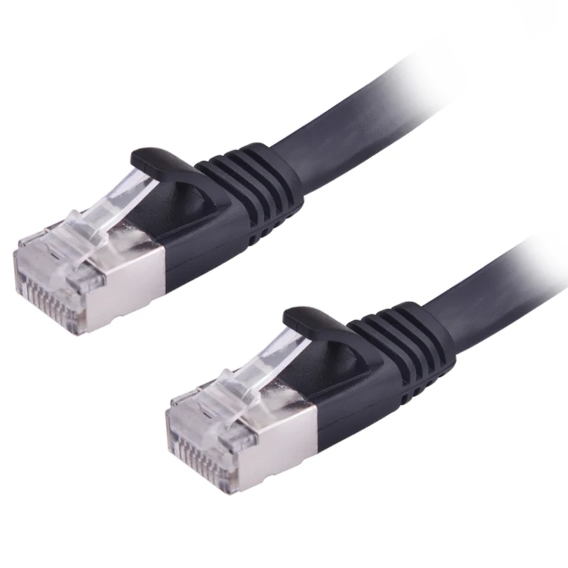 Черный экранированный Ethernet кабель 5 м CAT7 RJ 45 ультратонкий плоский сетевой