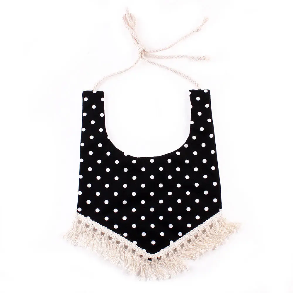 Black polka dot Новинка года; брендовые водонепроницаемые Слюнявчики для малышей; Слюнявчики; треугольный слюнявчик; бандана для кормления; цветы; кисточки; нагрудник для малышей; подарки - Цвет: Black polka dot