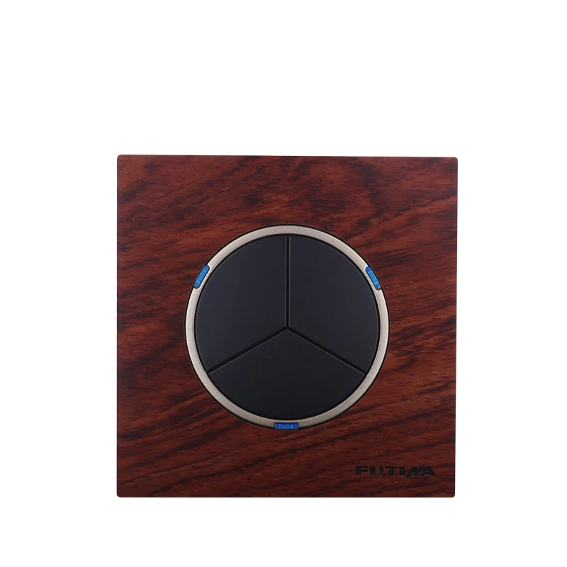 Ретро деревянный переключатель панель со светодиодом три управления два пути 6A