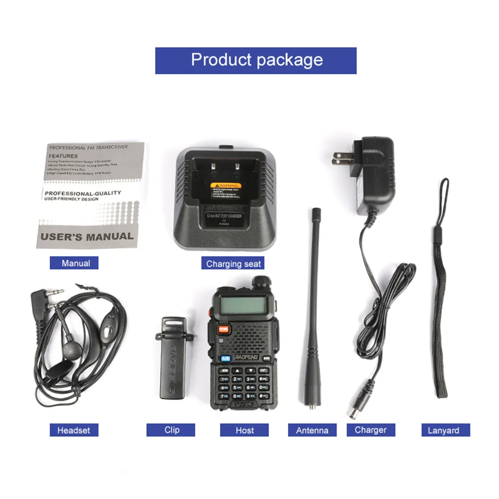 Рация BaoFeng UV-5R 10 шт. Двухдиапазонная двухсторонняя радиосвязь УКВ УВЧ 136-174 МГц 400-520